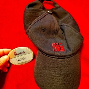 Chick-fil-a hat and name tag